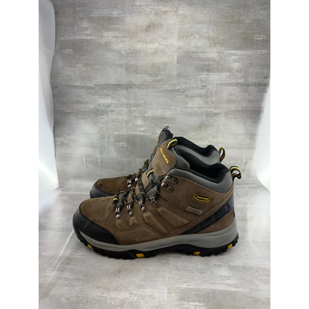Skechers Men Relment Pelmo Waterproof Hiking Boots Khaki Brown 64869 Size 9